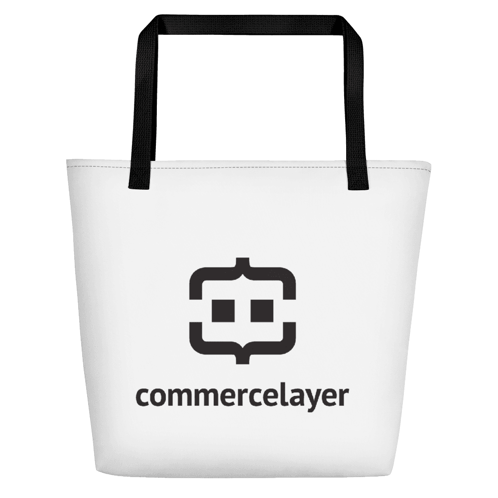 White Beach Bag with Black Logo