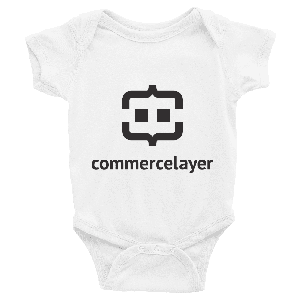 White Baby Short Sleeve Bodysuit with Black Logo