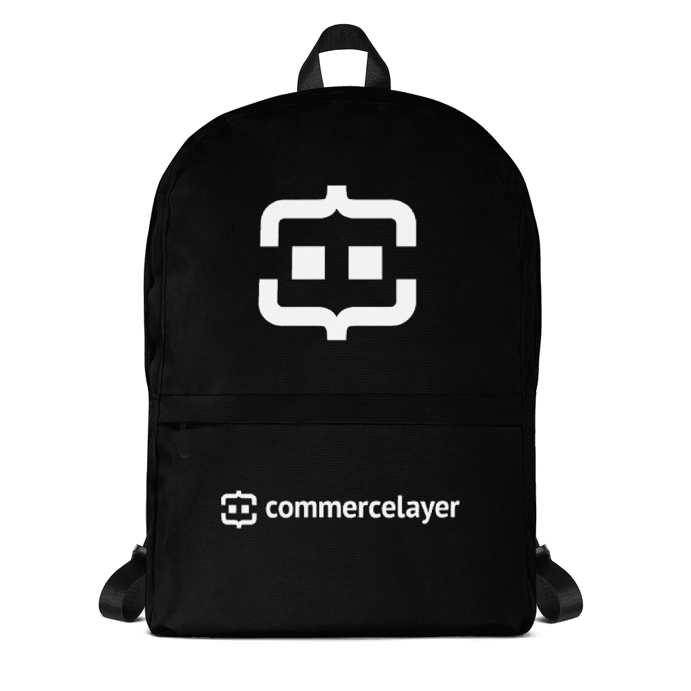 Black Backpack with White Logo