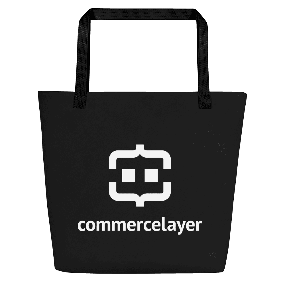 Black Beach Bag with White Logo