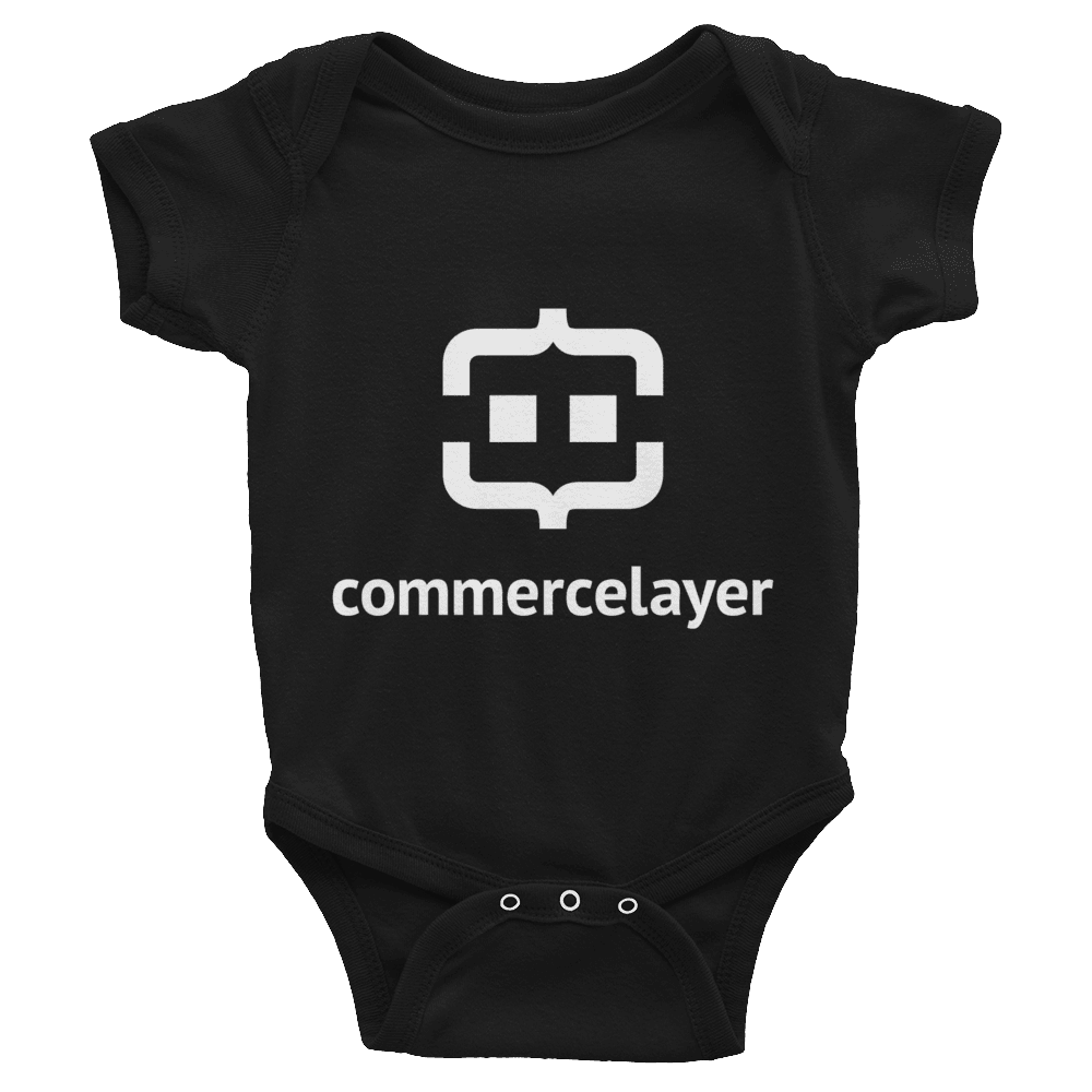 Black Baby Short Sleeve Bodysuit with White Logo